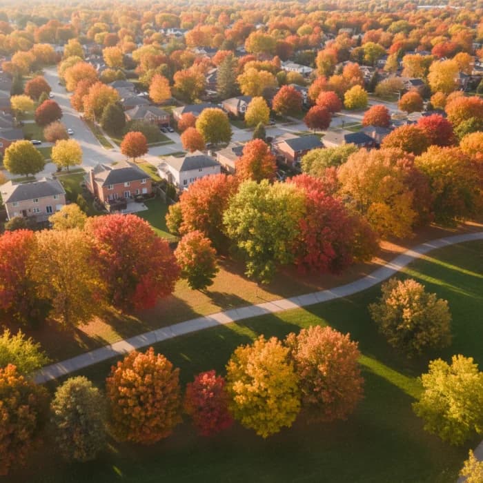 Fall color timing map with regional native species