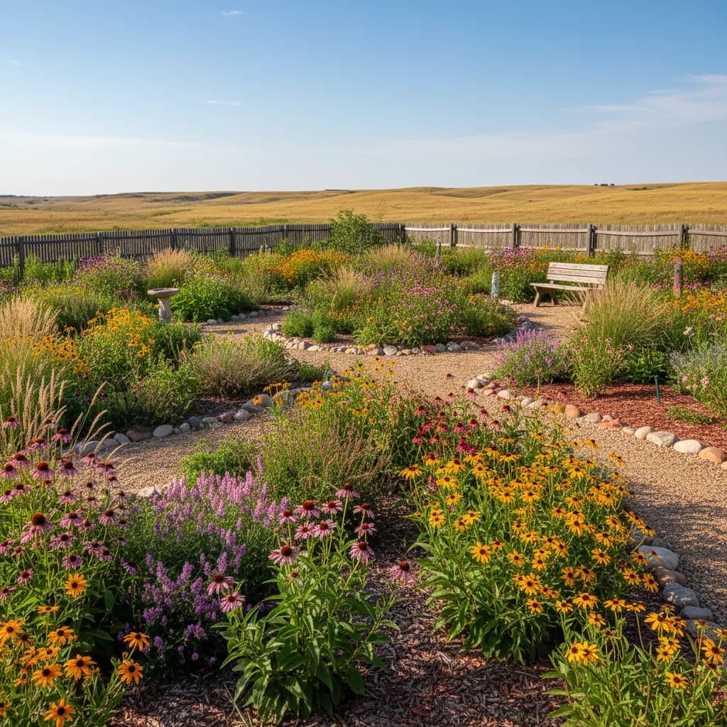 Nebraska native garden landscape