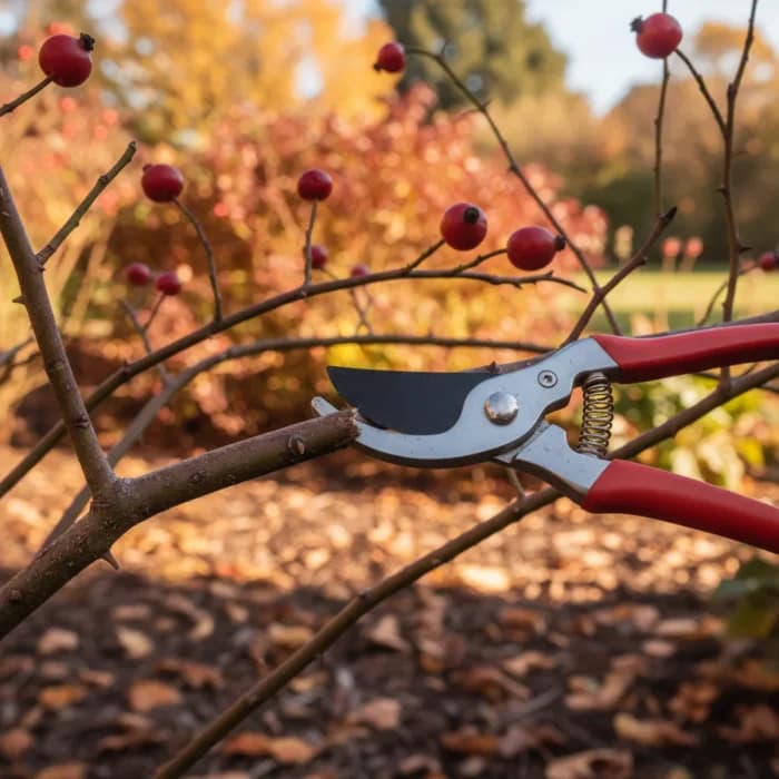 Fall rose pruning with proper technique