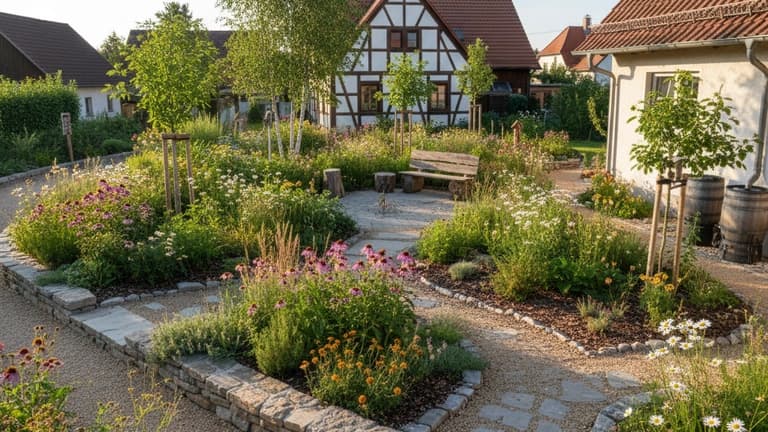 Naturgarten mit heimischen Pflanzen in Deutschland