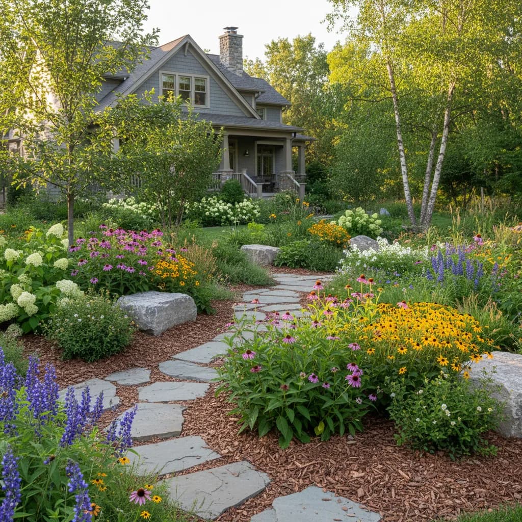 Illinois native garden landscape