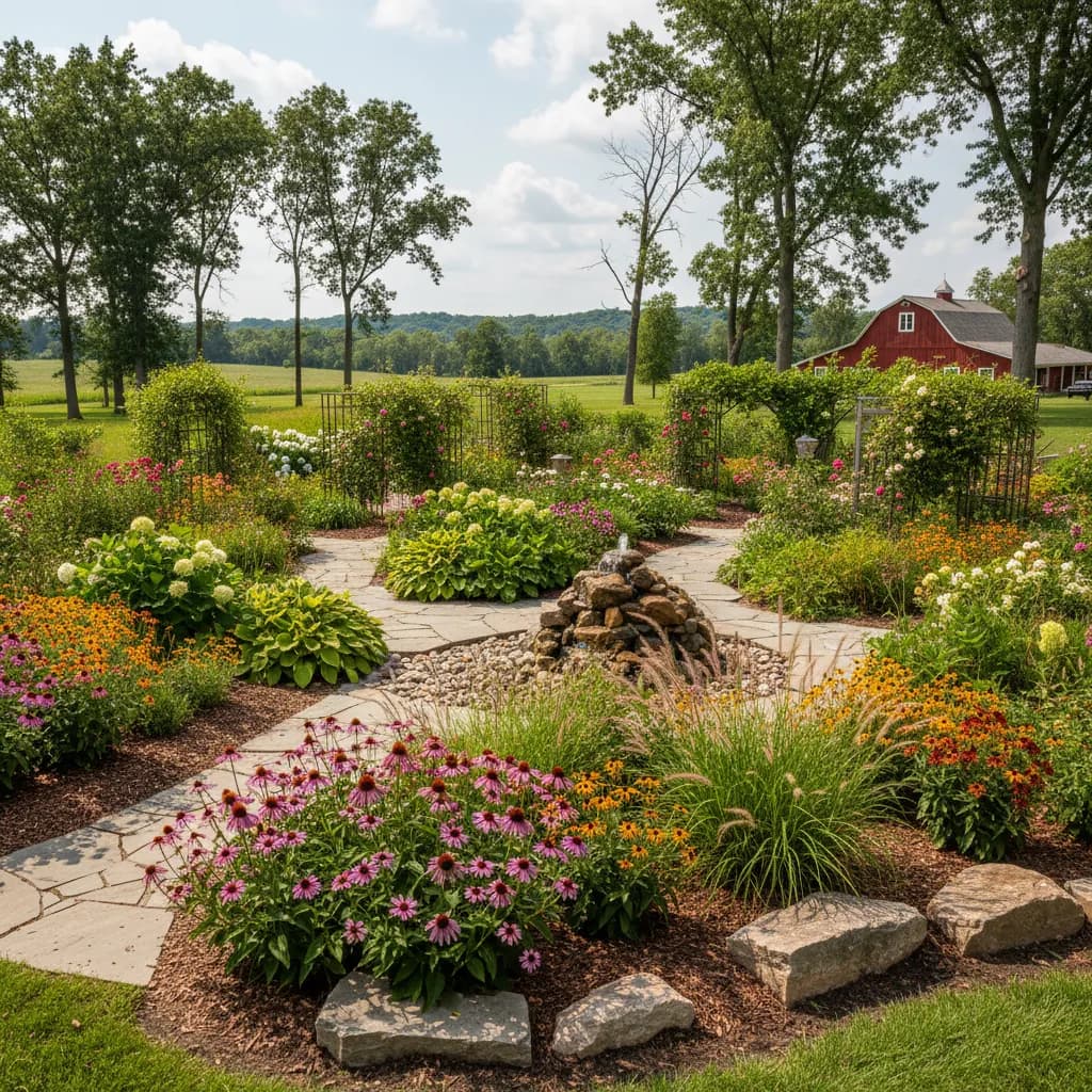 Indiana native garden landscape