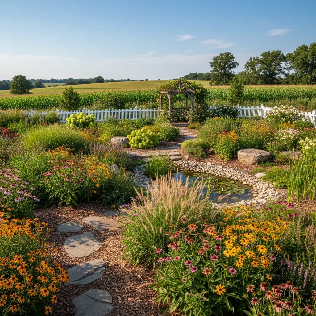 Iowa native garden landscape