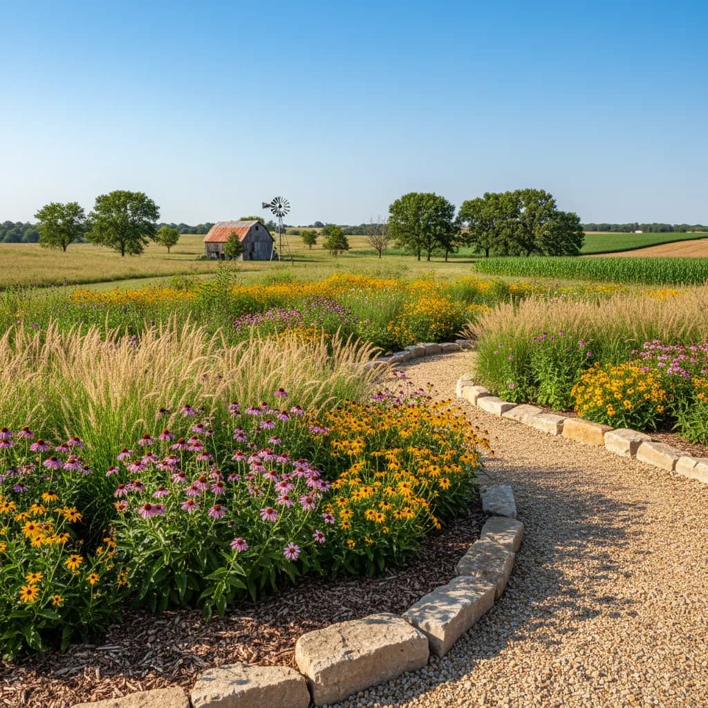 Kansas native garden landscape