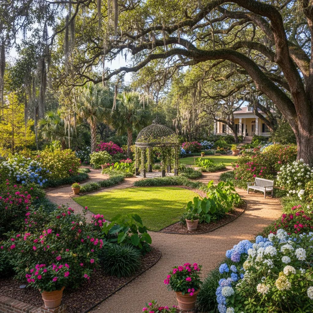 Louisiana native garden landscape