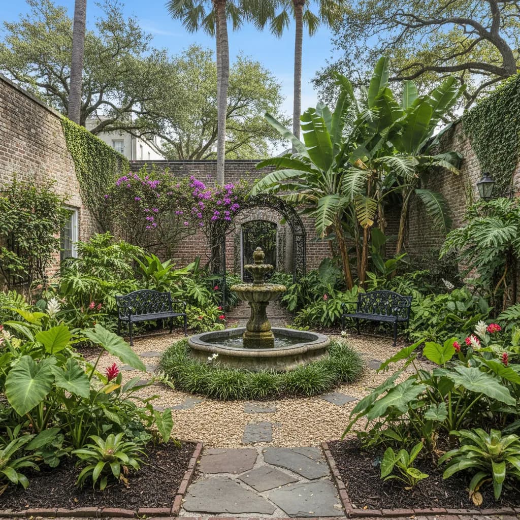 New Orleans Courtyard landscaping style