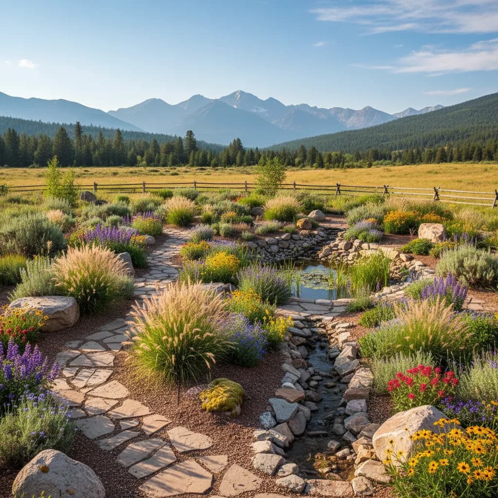 Montana native garden landscape
