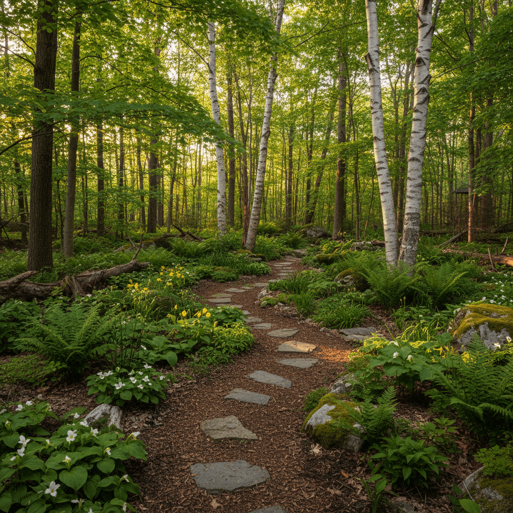 New England Woodland Garden landscaping style