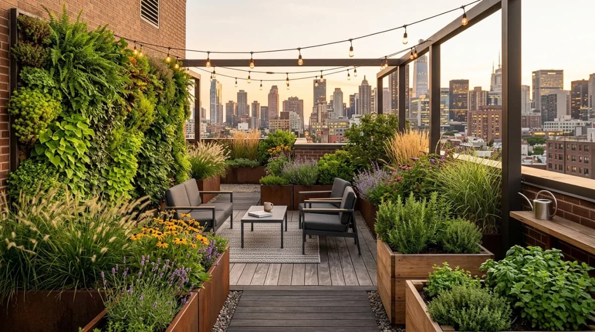 Urban Rooftop garden design style